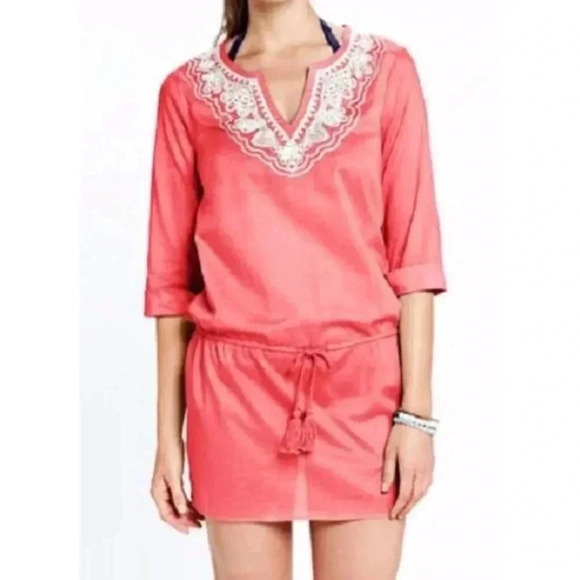 Lands’ End Orange Sherbet Cotton Embroidered Swimsuit Coverup Size M Medium - Picture 1 of 5